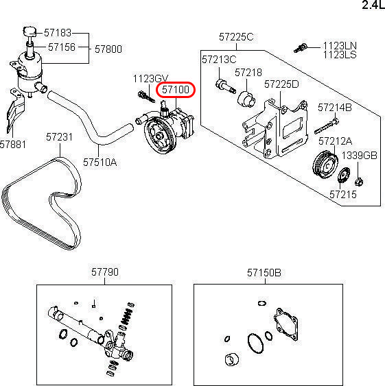 Bơm trợ lực lái Starex 06, 571004A650, HYUNDAI HCM, KIA HCM, chính hãng HYUNDAI