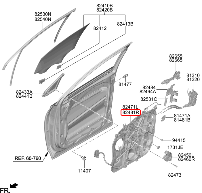 Compa nâng kính trước chính hãng HYUNDAI RH | 82481S1030 tại HCM