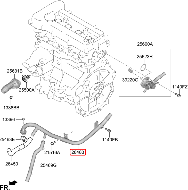 Ống nước thân máy chính hãng HYUNDAI | 254572B712 tại HCM