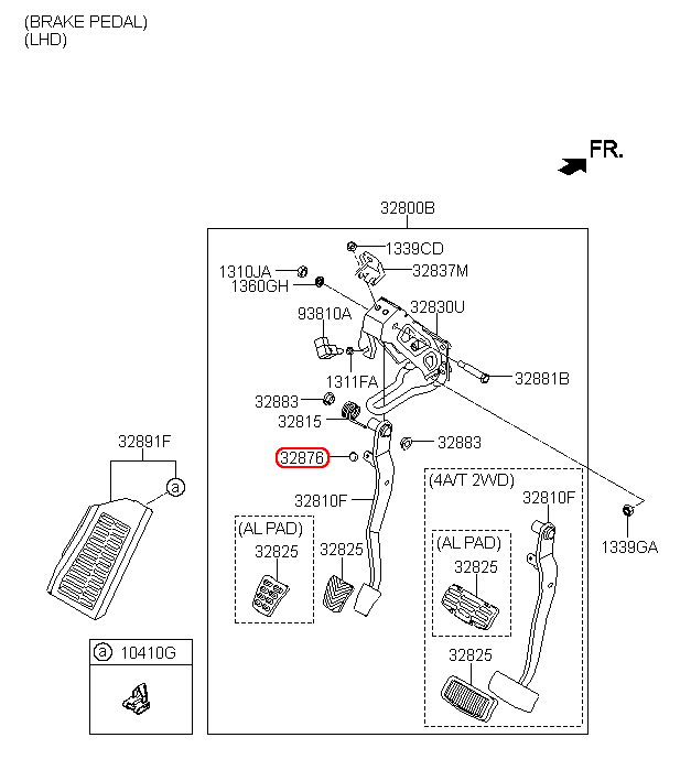 Cao su chân phanh KIA K3, 3287625000, 328764B000,chính hãng KIA HCM