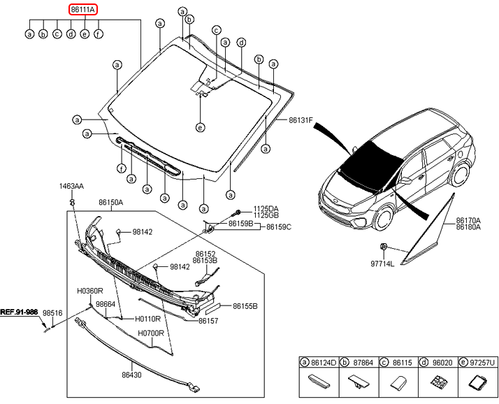 Kính chắn gió trước chính hãng KIA | 86111A4120 tại HCM