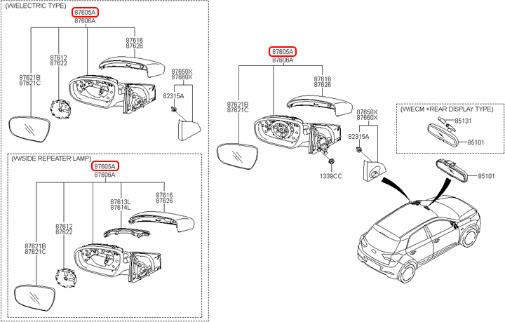 Kính chiếu hậu chính hãng HYUNDAI LH | 87610C7270 tại HCM