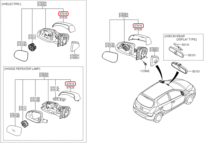 Ốp kính chiếu hậu chính hãng HYUNDAI LH | 876151J010 tại HCM