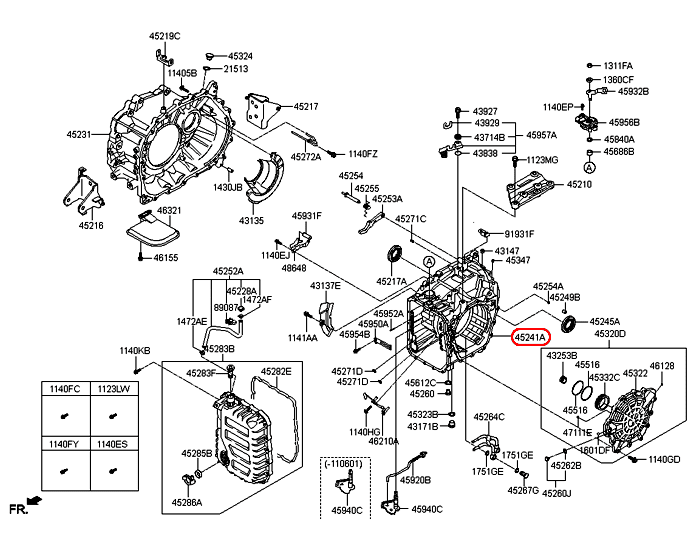 Vỏ hộp số KIA Cerato 16 2.0 AT, 452413B600,chính hãng KIA HCM