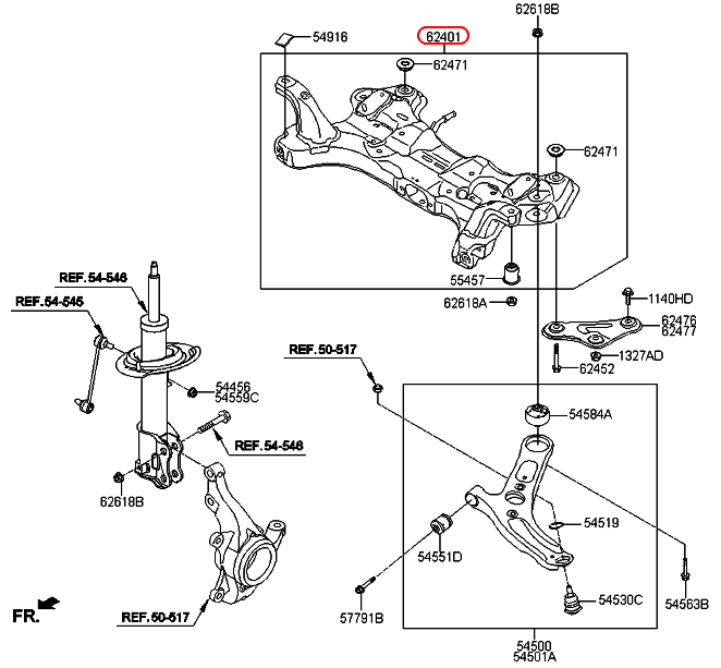 Bệ đở động cơ KIA K3, 62405A7500, 62405A7000, chính hãng KIA HCM