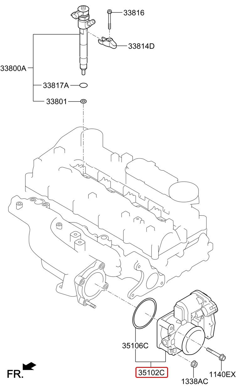 Cụm bướm ga chính hãng HYUNDAI | 351002F900 tại HCM