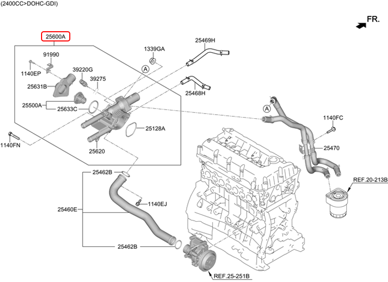 Cụm van hằng nhiệt chính hãng HYUNDAI | 256002G510 tại HCM