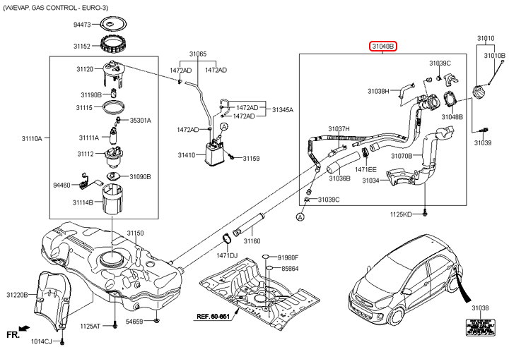 Cổ đổ xăng chính hãng KIA | 310401Y000 tại HCM