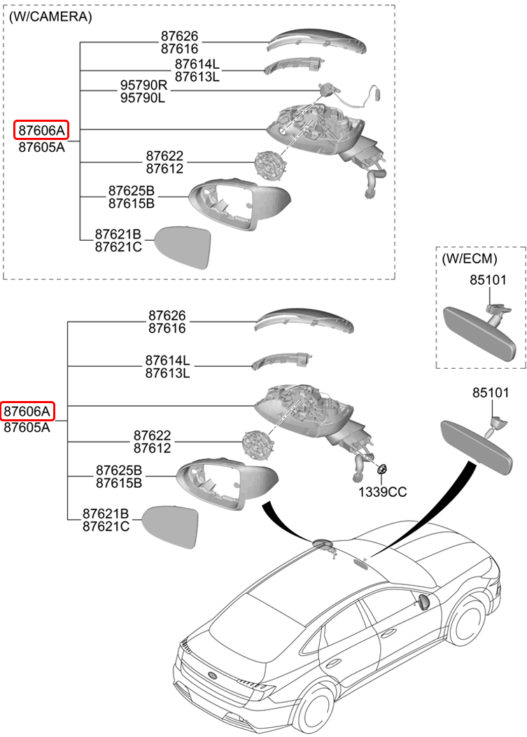 Kính chiếu hậu chính hãng HYUNDAI RH | 87620L1010 tại HCM