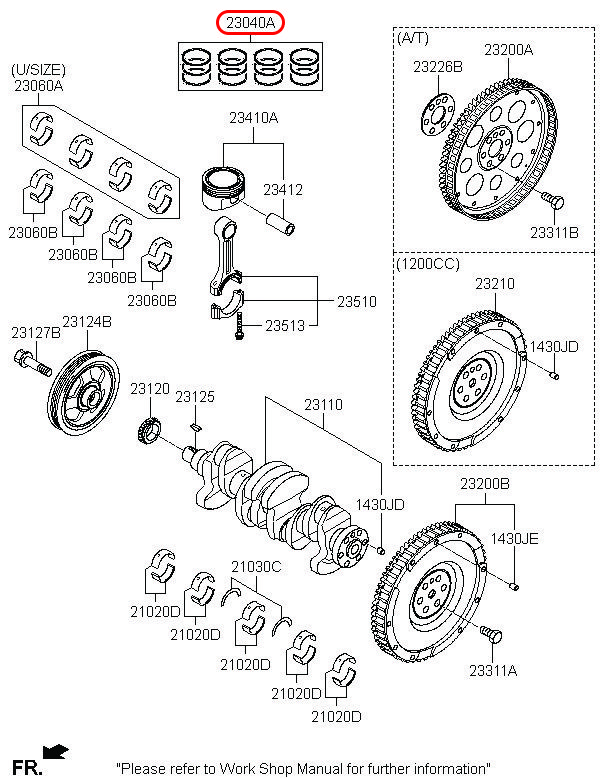 Bạc xéc măng chính hãng HYUNDAI, 2304003220, phụ tùng ô tô Hyundai, phụ tùng ô tô Kia, phụ tùng chính hãng Hyundai tại HCM, phụ tùng chính hãng Kia tại HCM