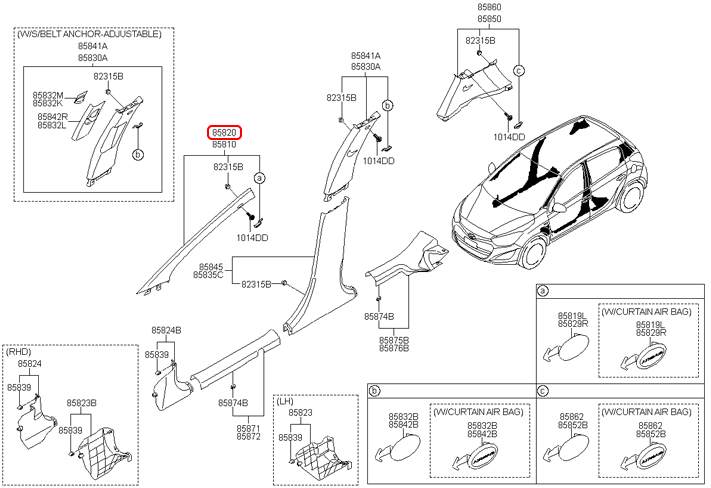 Ốp trụ a chính hãng HYUNDAI RH | 858201J000OM tại HCM