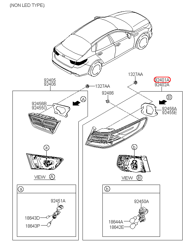 Đèn lái KIA Optima 16 LH viền màu đen, 92401D4270,chính hãng KIA HCM