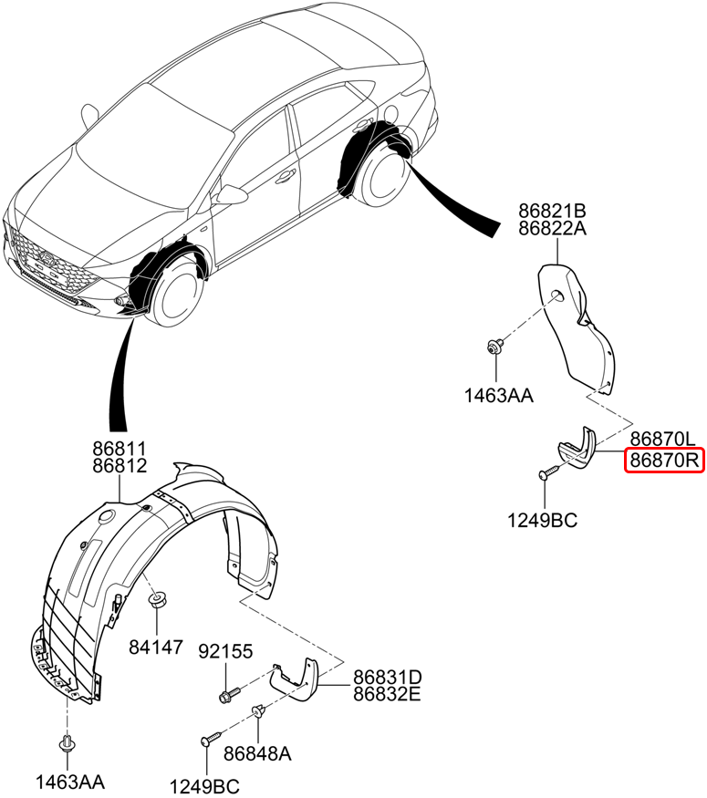 Chắn bùn bánh sau chính hãng HYUNDAI RH | 86842H6500 tại HCM