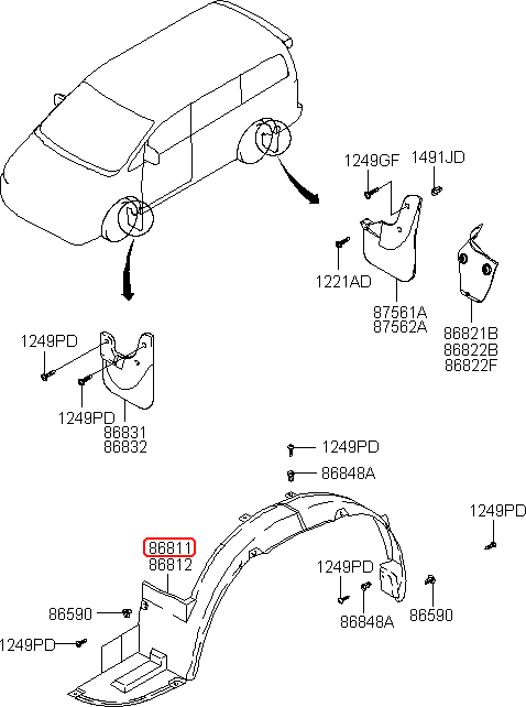 Lòng dè trước chính hãng HYUNDAI LH | 868114A700 tại HCM