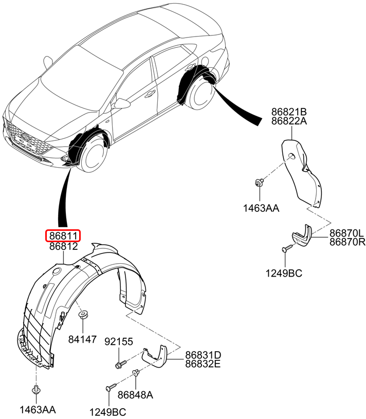 Lòng dè trước chính hãng HYUNDAI LH | 86811H6500 tại HCM