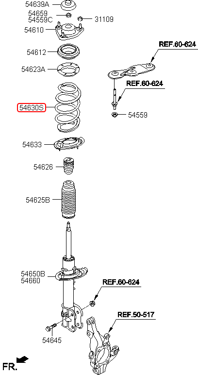 Lò xo nhún trước chính hãng HYUNDAI | 546302W220