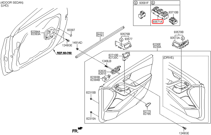 Công tắc nâng kính tổng chính hãng HYUNDAI | 935713X001RY tại HCM