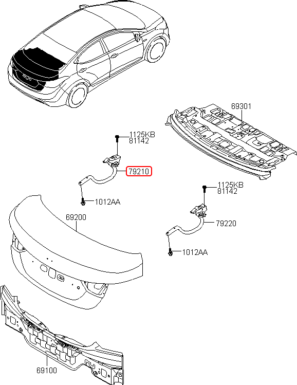 Bản lề cốp sau chính hãng HYUNDAI LH | 792103X200 tại HCM