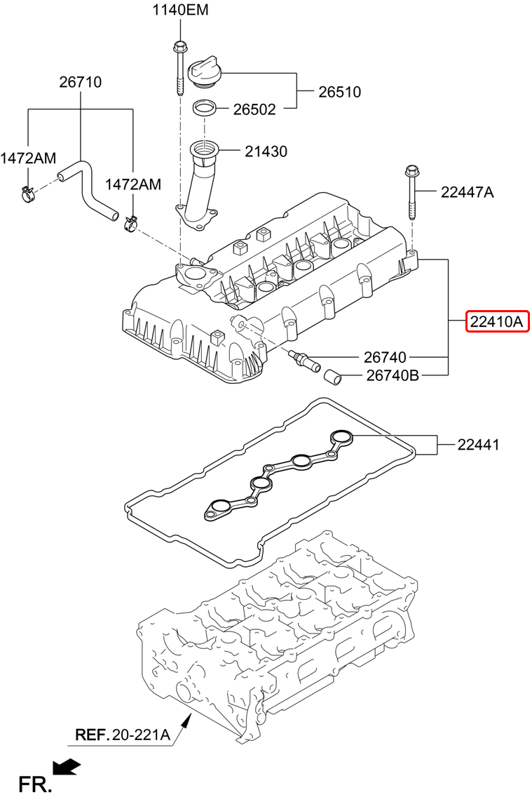 Nắp dàn cò chính hãng HYUNDAI | 224102C000 tại HCM