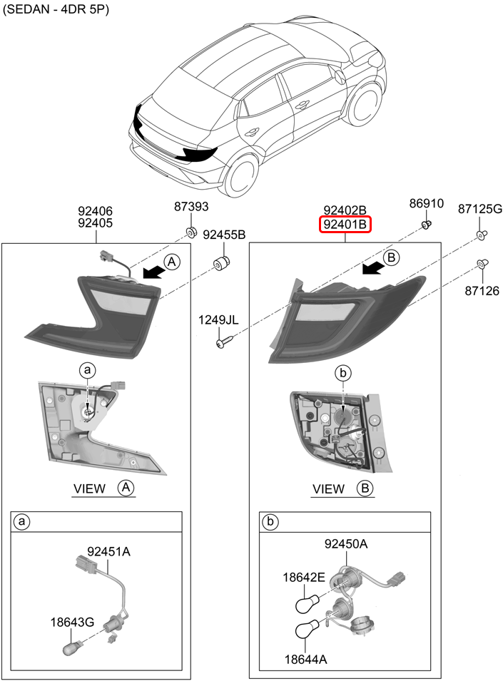 Đèn lái chính hãng HYUNDAI LH | 92401K6400 tại HCM