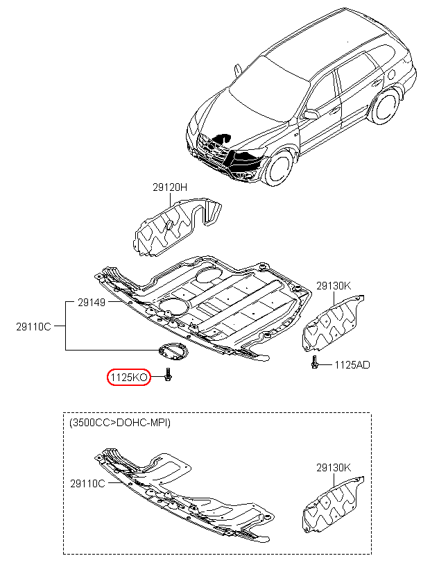 Bu lông giữ bát đèn pha cos KIA Sportage, 1125408256B,chính hãng KIA HCM