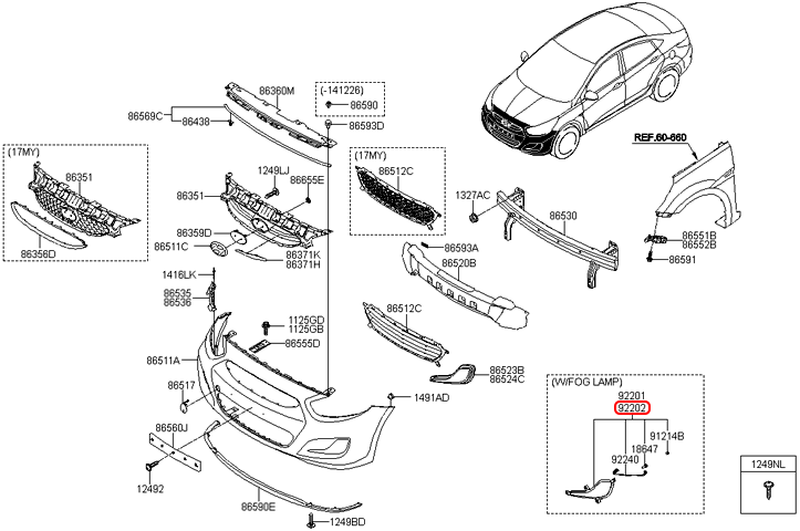 Đèn cản trước chính hãng HYUNDAI RH | 922021V000 tại HCM