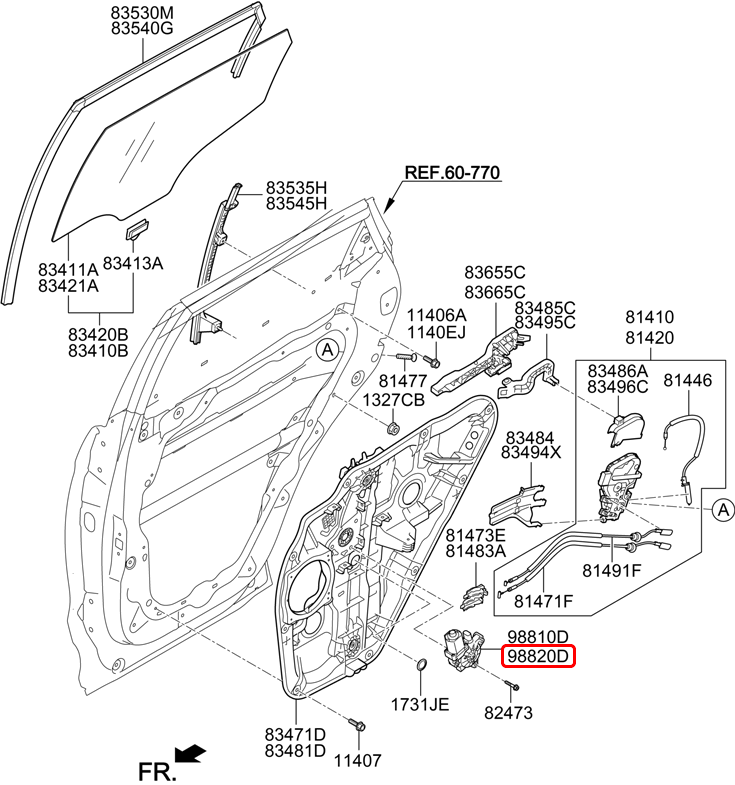 Mô tơ nâng kính sau chính hãng HYUNDAI RH | 834602W000 tại HCM