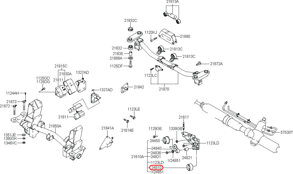 Bạc đạn trung gian Starex 06, 2481038001, HYUNDAI HCM, KIA HCM, chính hãng HYUNDAI