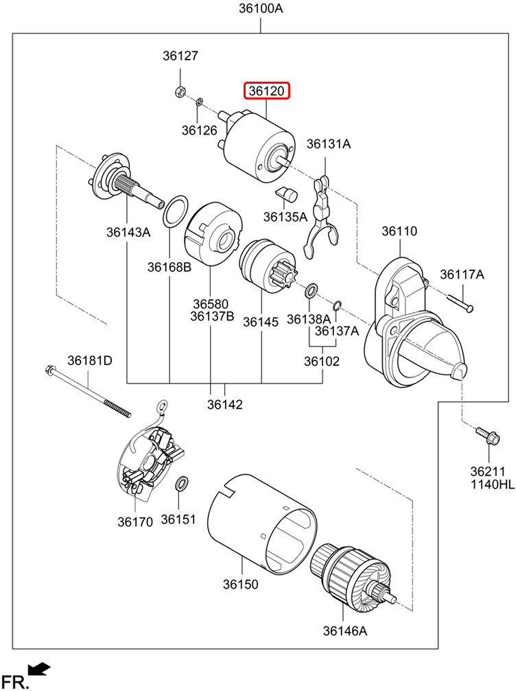 Rơ le đề chính hãng HYUNDAI | 361202E120 tại HCM