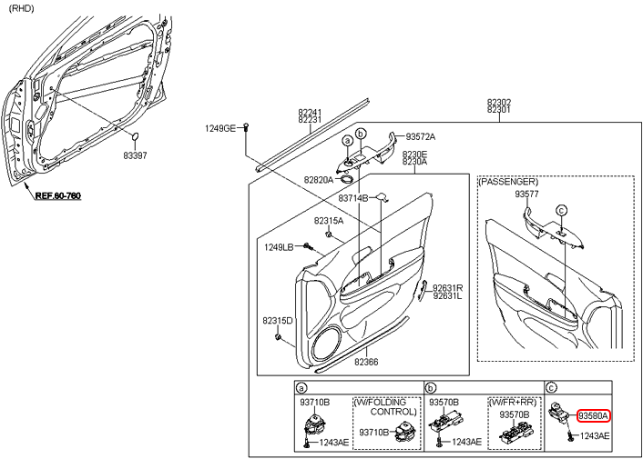 Công tắc nâng kính phụ chính hãng HYUNDAI RH | 935752L011 tại HCM