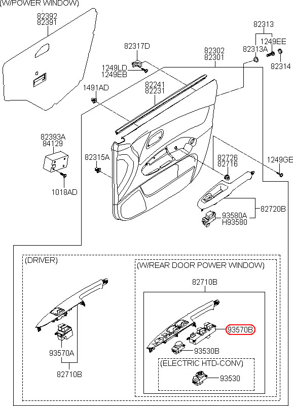 Công tắc nâng kính tổng KIA Rio 05, 935701G200, chính hãng KIA HCM