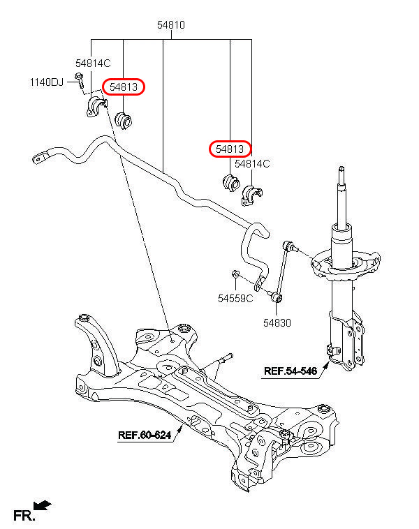 Cao su cân bằng trước Accent 18 - 21 , 548131S000, HYUNDAI HCM, KIA HCM