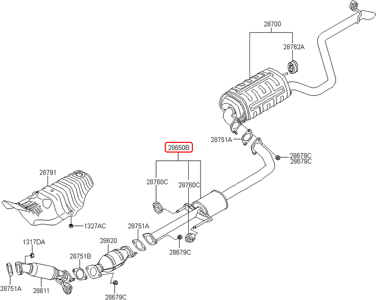 Ống pô xả chính hãng HYUNDAI đoạn giữa | 286502H000 tại HCM