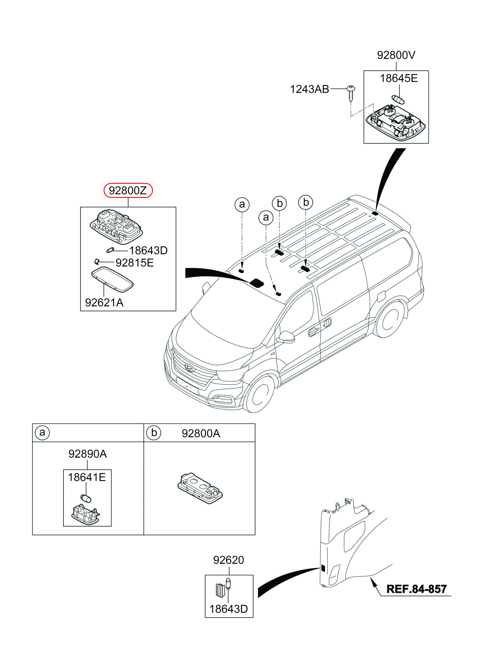 Đèn trần trước Hyundai Starex 07-18, 928704H000TX, HYUNDAI HCM, KIA HCM