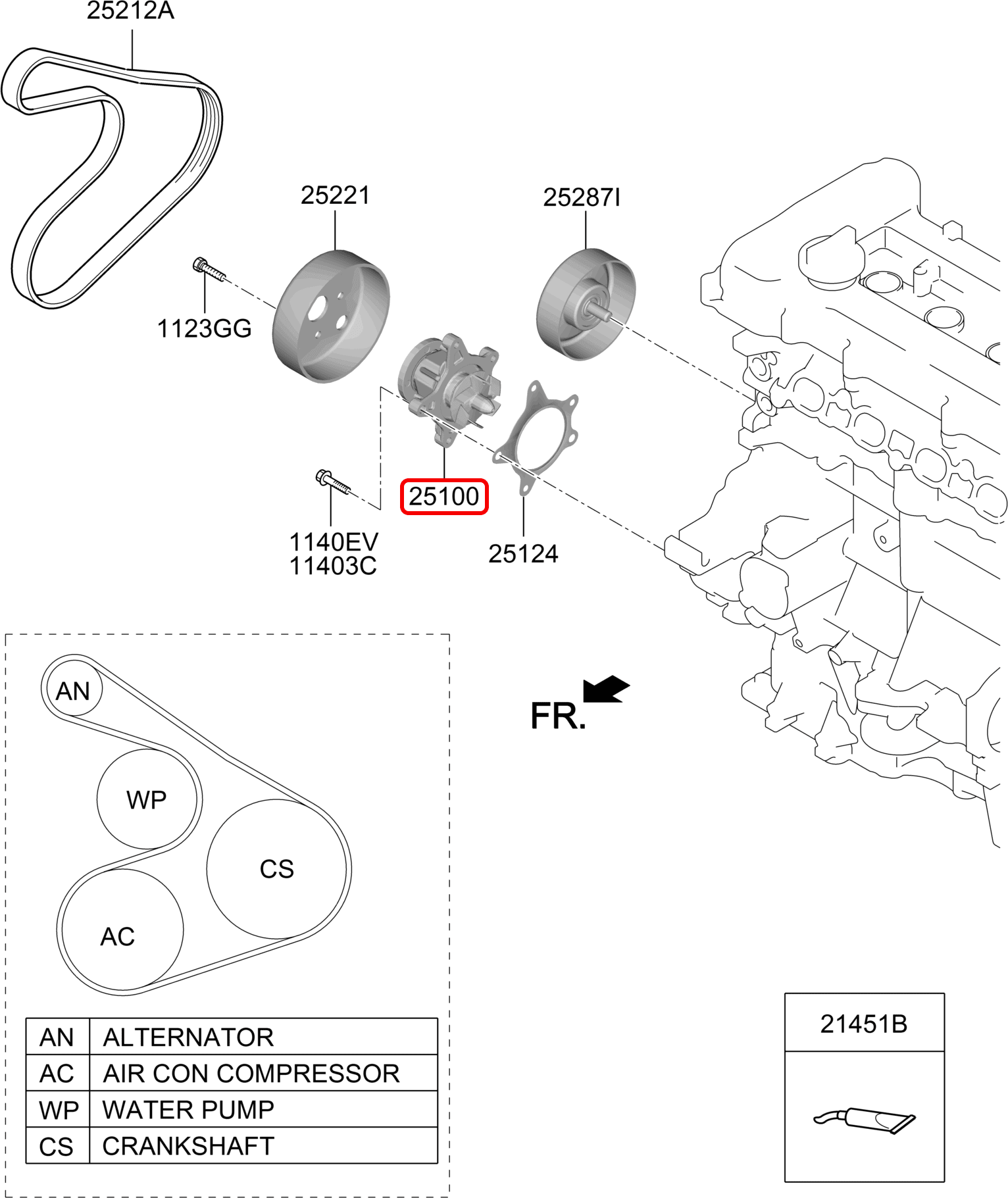 Bơm nước chính hãng KIA 1.6 | 251002B000