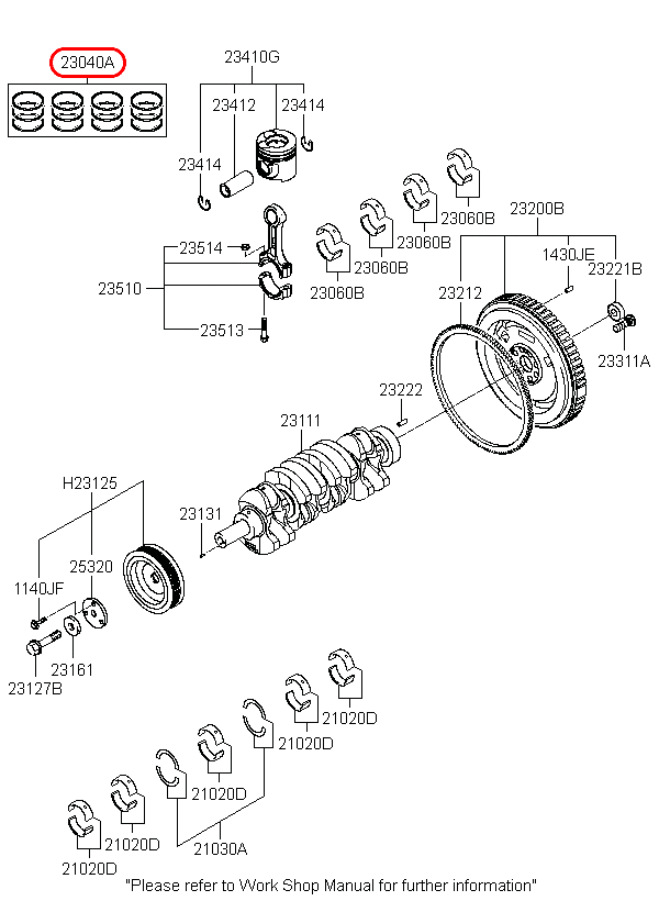 Bạc xéc măng chính hãng HYUNDAI std, 230404A910, phụ tùng ô tô Hyundai, phụ tùng ô tô Kia, phụ tùng chính hãng Hyundai tại HCM, phụ tùng chính hãng Kia tại HCM