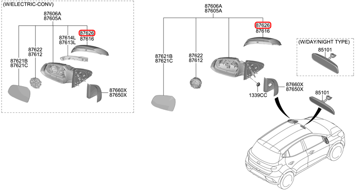 Ốp kính chiếu hậu chính hãng HYUNDAI RH | 87626B4020 tại HCM