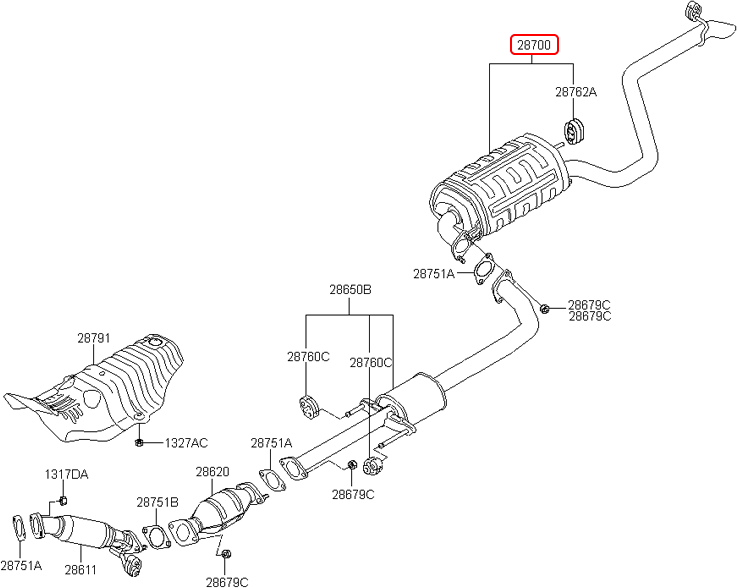 Ống pô xả chính hãng HYUNDAI phần đuôi | 287002H060 tại HCM