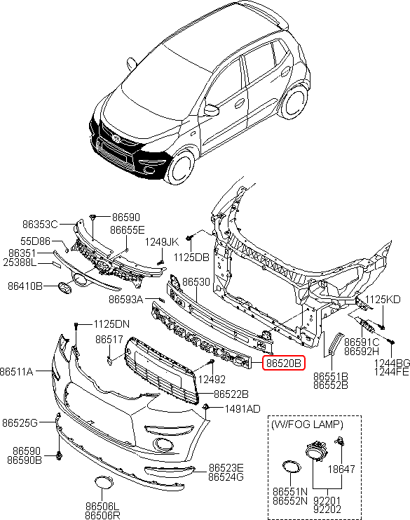 Xốp cản trước chính hãng HYUNDAI | 865200X000 tại HCM