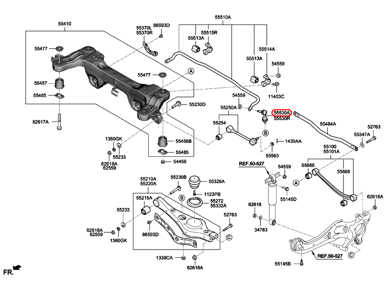 Rô tuyn cân bằng sau KIA Sedona 14-17 LH, 55530A9000,chính hãng KIA HCM