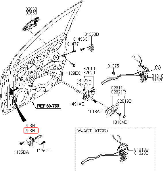 Hạn chế cửa trước chính hãng HYUNDAI LH | 793800X000 tại HCM