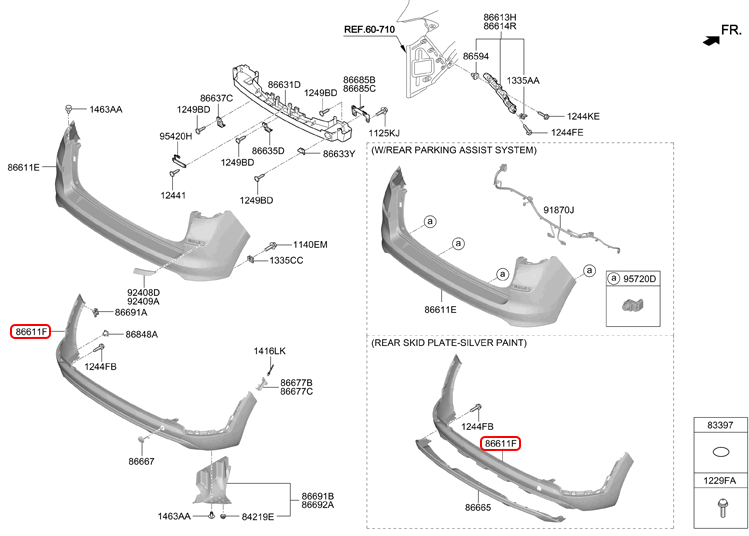 Cản sau chính hãng HYUNDAI phần dưới | 86612D3500 tại HCM