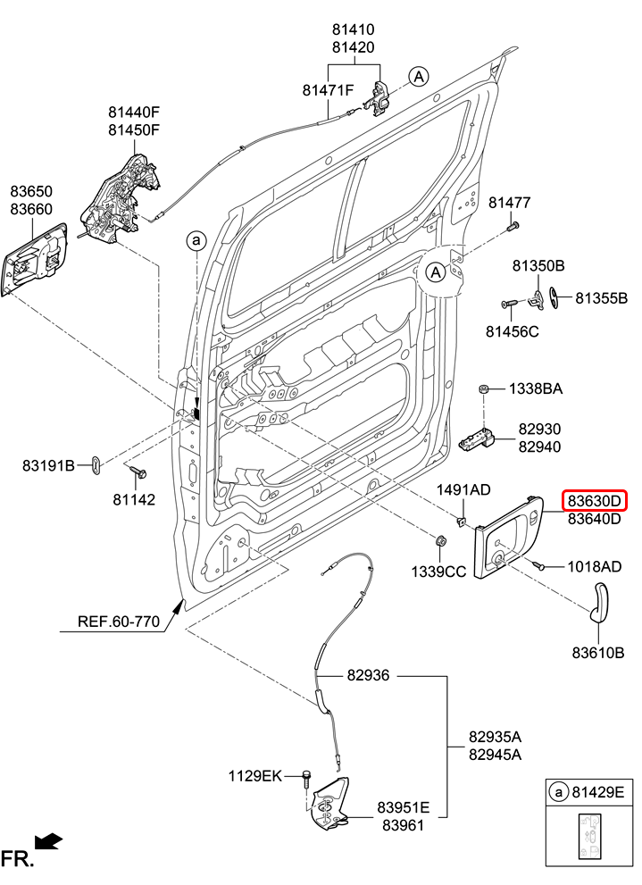 Chén tay cửa trong chính hãng HYUNDAI sau LH | 836304H000WK tại HCM