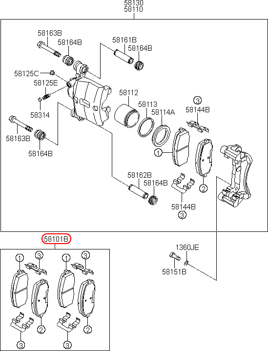 Bố thắng trước chính hãng HYUNDAI | 581010XA00