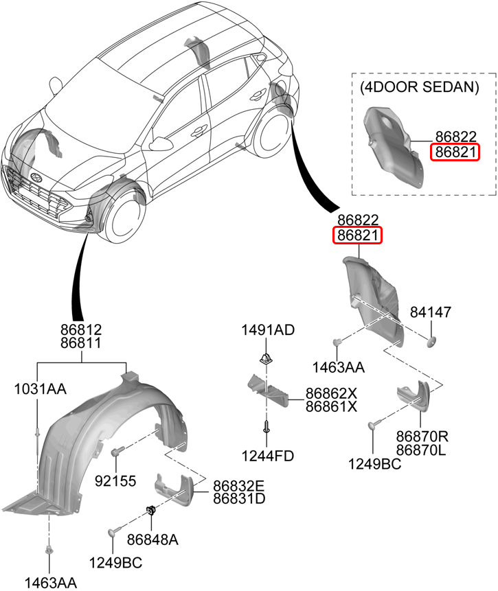 Lòng dè sau chính hãng HYUNDAI LH | 86821K6000 tại HCM