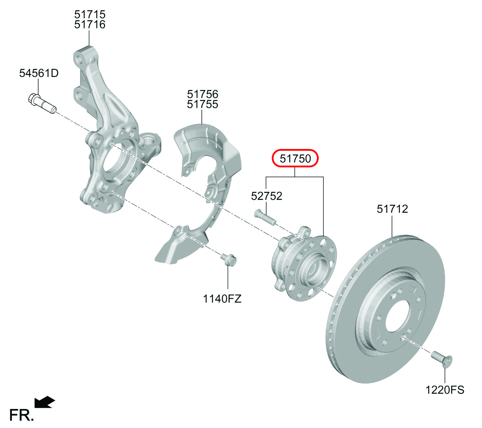 Bạc đạn bánh trước chính hãng HYUNDAI, 51730L1000, phụ tùng ô tô HYUNDAI, phụ tùng ô tô KIA, phụ tùng chính hãng HYUNDAI tại HCM, phụ tùng chính hãng KIA tại HCM