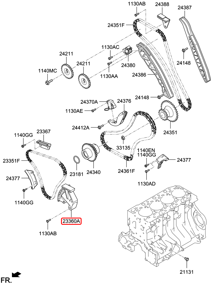 Tăng sên cam chính hãng HYUNDAI | 233604A100 tại HCM