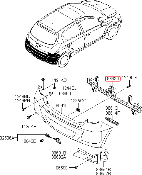 Xương cản sau chính hãng HYUNDAI | 866301J000 tại HCM