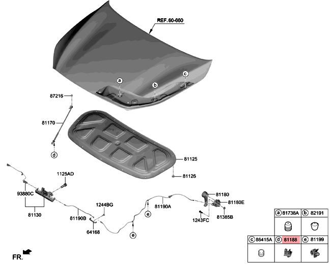 Vít nhựa ty chống capo KIA K3, 81174A7000,chính hãng KIA HCM