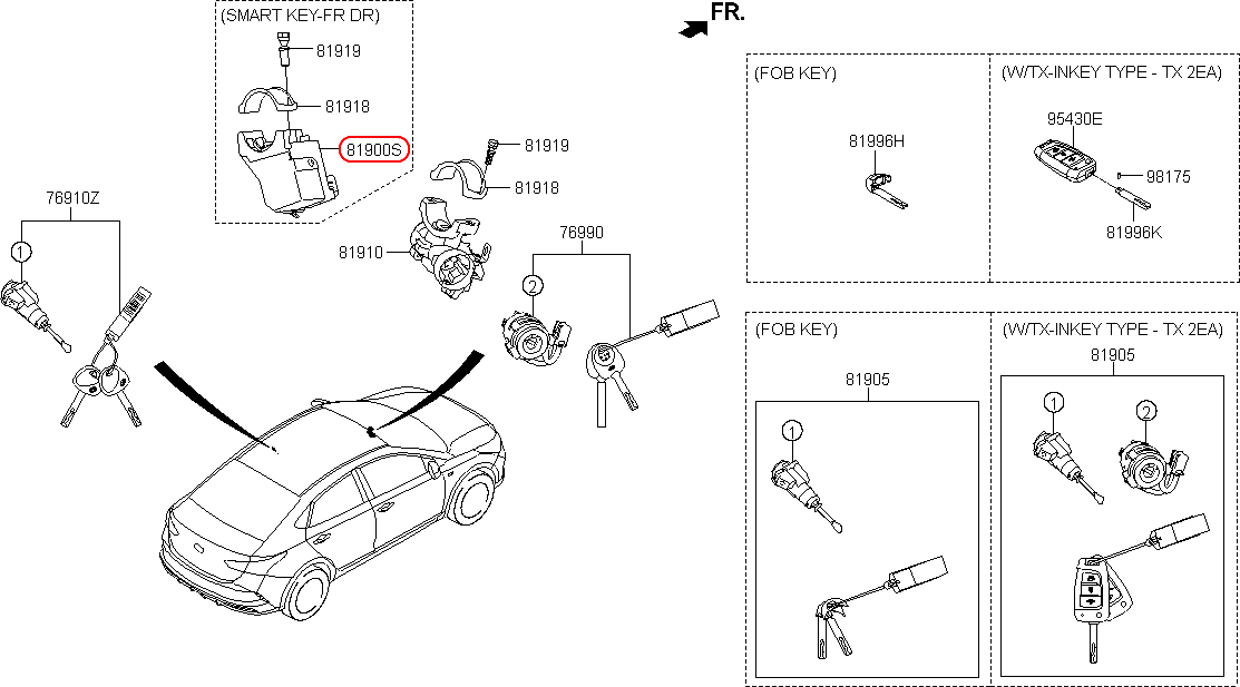 Ổ khóa đề Hyundai Accent 18, 81900F9700, chính hãng HYUNDAI HCM